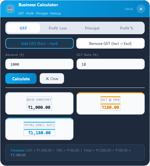 Automate floating GST and profit calculator